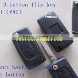 New Key Peu 3 Button Flip Key Shell(VA2) Without Battery Clamp, Light Button