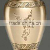 Angle & Leaf Engraved Brass Cremation Urns