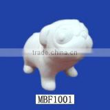 Bulldog figurine unpainted bisque ceramics