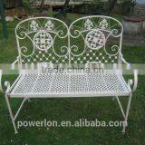 Antique Folding Bench Shabby Chic Style Metal Garden Furniture thumbnail-1
