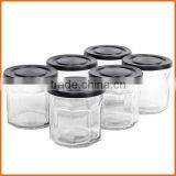 Wholesale Large Octagon Jars Glass With Black Lid for Storage thumbnail-1