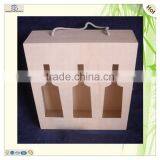 Unfinished Hinge 3 Bottles Wooden Wine Gift Box thumbnail-4