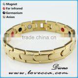 In Stock Stainless Steel Energy Jewelry Double Row Energy Element Silver Gold Plating Bio Magnetic Bracelet thumbnail-6