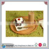 VINTAGE OVAL WOODEN DIP SNACK SERVING TRAY 12" DIAMETER thumbnail-2