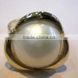 Gold Wedding Genuine Freshwater Pearl Ring Tahitian Pearl Ring thumbnail-3
