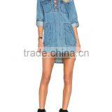 New Style Denim Jeans Fabric Mini Dress With Lace-Up Details All Types Of Ladies Dresses 2016 HSD5821 thumbnail-2