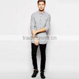 Mens Slim Fit Flanel Shirt in Grey Custom Long Sleeve Casual Shirts for Men thumbnail-4