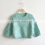 Child Bat Sleeves Pullover Baby Girl Pointelle Modern Knitting Sweater thumbnail-3