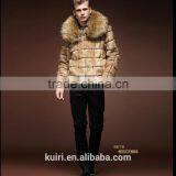 Super Quality Man's Fox Fur Coat With Raccoon Fur Collar Jackets Printed Man's Faux Fur Jackets Short Coat thumbnail-4