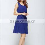 2016 Latest Designs Women Gender Summer Mint Green Sleeveless Round Neck Women Dress Pleated Chiffon Vest Dress for Women thumbnail-6