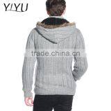 Latest Designs Man Fleece Lined Wool Top Cable Knit Cardigan Sweater With Hooded thumbnail-3