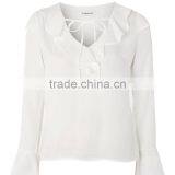 2017 OEM Hot Sale Long Sleeve White Chiffon Shirts for Ladies thumbnail-6