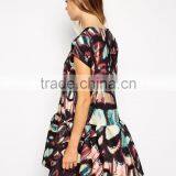 Bonded T-Shirt Shift Dress With Peplum Hem in Wing Print thumbnail-2