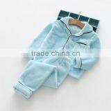 Wholesale Solid Color Flannel Two Piese Sets Children Pajamas thumbnail-4