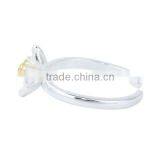 Fashion Silver Plated Yellow Flower White Copper Open Rings thumbnail-2