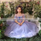 XXLF186 blue baby children long lace up appliques party dresses for 8 year old girls