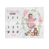 Wholesale Coral Fleece Photo Prop Baby Monthly Growth Milestone Blankets thumbnail-5