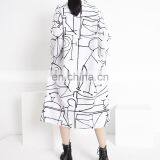 TWOTWINSTYLE Dress For Women Lapel Collar Long Sleeve Oversize Casual Midi Hit Color Graffiti thumbnail-5