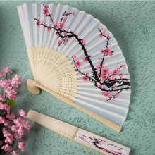 Chinese Feng Shui Painting Plum Blossom Silk Fan Chinese Classical Folding Fan Wedding Folding Fan Single Cloth Fan Japanese Fan Gift Wholesale thumbnail-5
