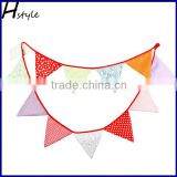 Christmas Decor Cotton Fabric Bunting Double Sided Banner 12 Flags PL043