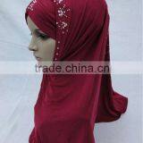 A455 FASHION TWO PIECES HIJAB;MUSLIM TURBAN WITH Czech Rhinstone thumbnail-1