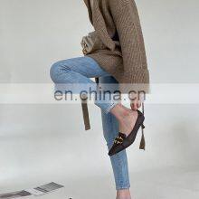 Женская модная овальное длинное кардиган из кашемира и шерсти с рибкой и поясом thumbnail-4