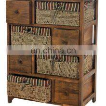 WICKER CHEST DRAWER BASKET MAIZE BEDSIDE CABINET RETRO STORAGE UNIT CUPBOARD thumbnail-1
