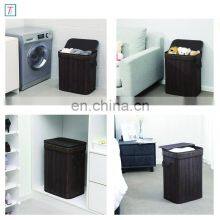 Bamboo Laundry Hamper Storage Basket Folding Dirty Clothes Hamper With Lid Handles and Removable Liner thumbnail-3