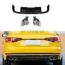 S4 B9 Diffuser With Tailpipe Fit for Audi A4 S4 B9 Refit Rear Lip Bumper Diffuser A4 S4 B9 2017 2018 2019 thumbnail-1