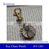 key chain quartz watch with retro metal bronzed chain spider pocket watch