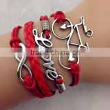 CB8112 women's accessory infinity love,bicycle connector leather bracelet wholesale jewelry