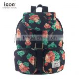 600D polyester flower pattern backpack own design
