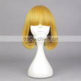 Factory WholesalePrison School Hana Midorikawa Cosplay Wig Short 35cm 14" Golden Yellow Anime Hair With Hairnets thumbnail-2