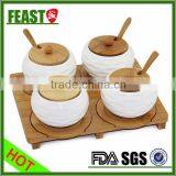 2015 Hot Selling Ceramic Pot for Spice NEW DESIGN Kitchen Ceramic Pot 4 Pcs Square Ceramic Pot Set thumbnail-1
