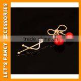 PGHD0385 Ladies Fancy Party Curved Metal Lovely Cherry Flexible Hair Clip thumbnail-2