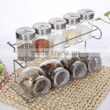 9pcs Glass Spice Jar Set With Shelf For Kitchen Use thumbnail-1