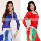 SWEGAL wholesale 8 colors choose belly dance tops bra practice long sleeve autumn 2pcs dance dress