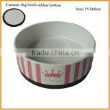 Cheap Round Ceramic Dog Bowls With Rubber Bottom Pet Bowls Wholesale