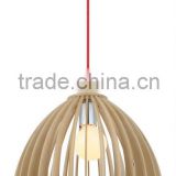 E27 Hanging Lamp,Bentwood Pendant Lamp Shade,Wood Birdcage Light Shade