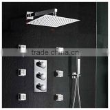Thermostatic Mixer Valve 8"Ultrathin Square Rainfall Shower With 6 Pcs Body Jets 610000