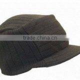 Mens Blank 100% Acrylic Winter Visor Beanie Hat