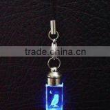 2016 Best Mini Crystal Glass Keychain Engraving Lovely Bird