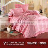 Pink Rose Jacquard Pink Color Cotton Bedding Bed Cover Set thumbnail-1