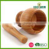 Custom Bamboo Garlic Pot and Tool,wood Mortar Pestle thumbnail-4
