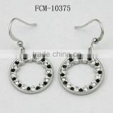 Yiwu wholesale beautiful alloy rhinestone fashion ladies pendant letter O earring(FCM-10375)