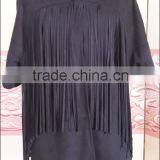 fashion casual women fringed suede pu jacket without collar