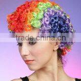 Cheap Synthetic Rainbow Clown Afro Wig, Football Fans Wig thumbnail-3