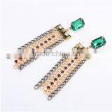 New Design Good Looking Fashion Green Stone Chain Tassel Earring thumbnail-1