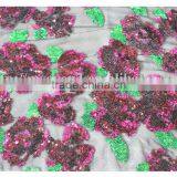 Wholesale Latest 3d Flower Sequin Net Fabric, Lovely Flower Sequin Net Fabric Making Dress thumbnail-2