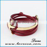 Fashion Jewelry Wholesale Leather Steel Anchor Hook Bracelet Men ,Custom Jewelry Nautical Bracelet Leather thumbnail-4